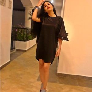 Swing black silk dress